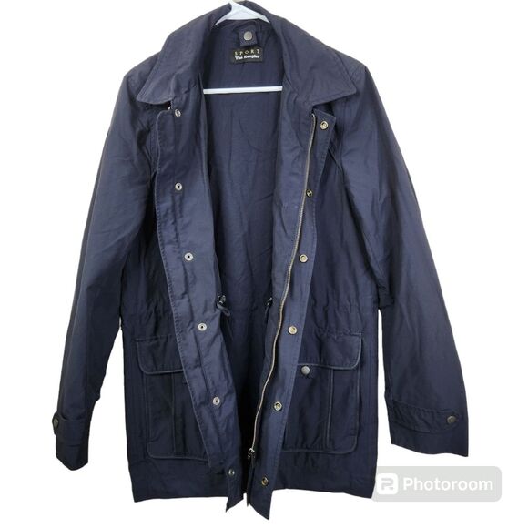 The Kooples Full Zip 5 Pocket Military Style Navy Blue Overcoat XS - Picture 2 of 8